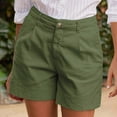 thumbnail image 4 of vigerkar Women Linen Shorts Summer Casual Chino Shorts High Waisted Bermuda Shorts Dressy Wide Leg Shorts with Pockets AG, XL, 4 of 5