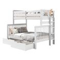 thumbnail image 2 of Bedz King Wood Twin over Full Bunk Bed with 2 Under Bed Drawers in White, 2 of 9