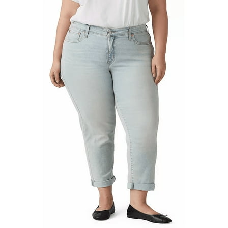 Levi's KIND WORDS-LIGHT WASH Women's Plus Size Boyfriend Mid-Rise Jeans, US 20W