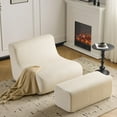 thumbnail image 7 of Modern Oversized Lounge Chair with Ottoman, Comfy Single Lazy Sofa Couch with High-Rebound Memory Foam, Large Bean Bag Chair for Living Room, Bedroom, Receiption Room (Beige), 7 of 7