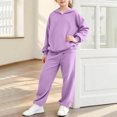 thumbnail image 7 of Enjoytime Girls Two Piece Set Long Sleeve Hooded Sweatshirt Pockets Sweatpants Outfits Fall Winter Soft Casual Sweatsuit Sets, 7 of 7