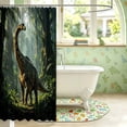 thumbnail image 3 of Manfei Wild Dinosaur Shower Curtain 72Wx72L,Retro Jungle Bathroom Curtain,Green Black, 3 of 5