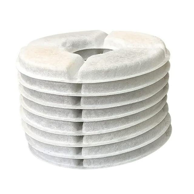 8-Pack Pet Water Dispenser Replacement Filters - 12.5cm Diameter Round Filters with Cotton, Activated Carbon & Resin for Removing Hair, Debris & Dirt - Compatible with Most Cat & Dog Water Fountains