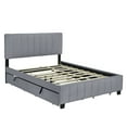 thumbnail image 6 of imerelez Queen Size Velvet Upholstered Platform Bed with 2 Drawers and 1 Twin XL Trundle- Gray, 6 of 10