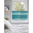 thumbnail image 4 of Half Window Curtain 36 Inches Long, Teal Turquoise Aqua Ombre Window Treatment Curtain Drapes, Contemporary Abstract Lines Small Tier Curtains for Bathroom Over Sink, 27.5"x36", 2 Panels, 4 of 7