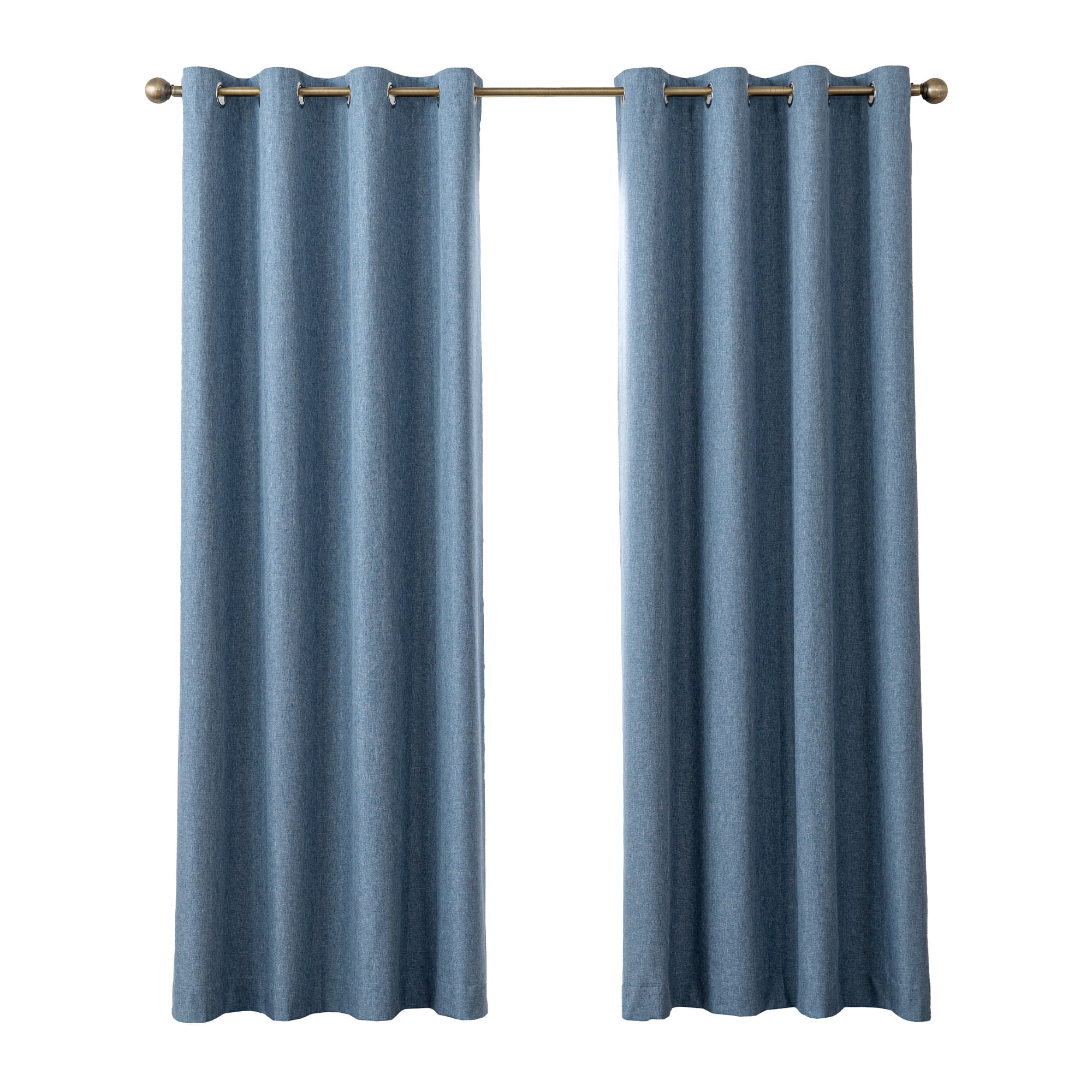Sleep Zone Linen Look 100% Blackout Curtains for Bedroom Windows Living Room Darkening Thermal Insulated Drapes 2 Panels, 42" x 63" Blue