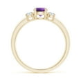 thumbnail image 2 of ANGARA Natural Classic Amethyst and Diamond Three Stone Engagement Ring in 14K Yellow Gold for Women (Size-5mm) | February Birthstone, Anniversary, Jewelry Gift for Women | Natural Amethyst Ring, 2 of 9