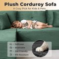 thumbnail image 3 of VNT 105" L-Shaped Couch, Corduroy Modular Sectional Sofa with Deep Seating, Upholstered Sofa for Living Room, No Assembly Required(Green), 3 of 10