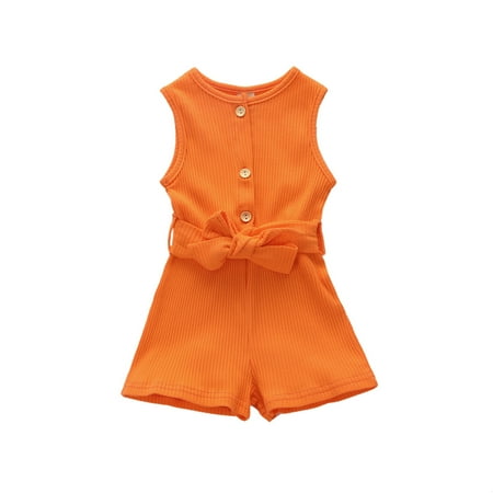 

Newborn Baby Girls Summer One Piece Sleeveless Cotton Jumpsuit Romper Solid Ribbed Overall Shortall