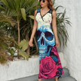 thumbnail image 3 of Flower Cluster Skull Vestido Sin Mangas Vestidos Para Mujer, Vestido Suelto De Verano 2025, 3 of 5