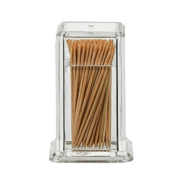 Farfi Thicken Toothpick Holder Cotton Swab Box Acrylic Home Use Table Small Transparent Toothpick Canister for Dining Room (Type A)