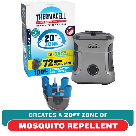 Thermacell E-ZoneGuard Adventure Rechargeable Mosquito Repeller Value Pack with 72 Hrs of Refill and 5.5-Hr Battery