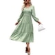 thumbnail image 1 of Vestido casual fruncido para mujer, manga larga, cuello redondo, 1 of 6