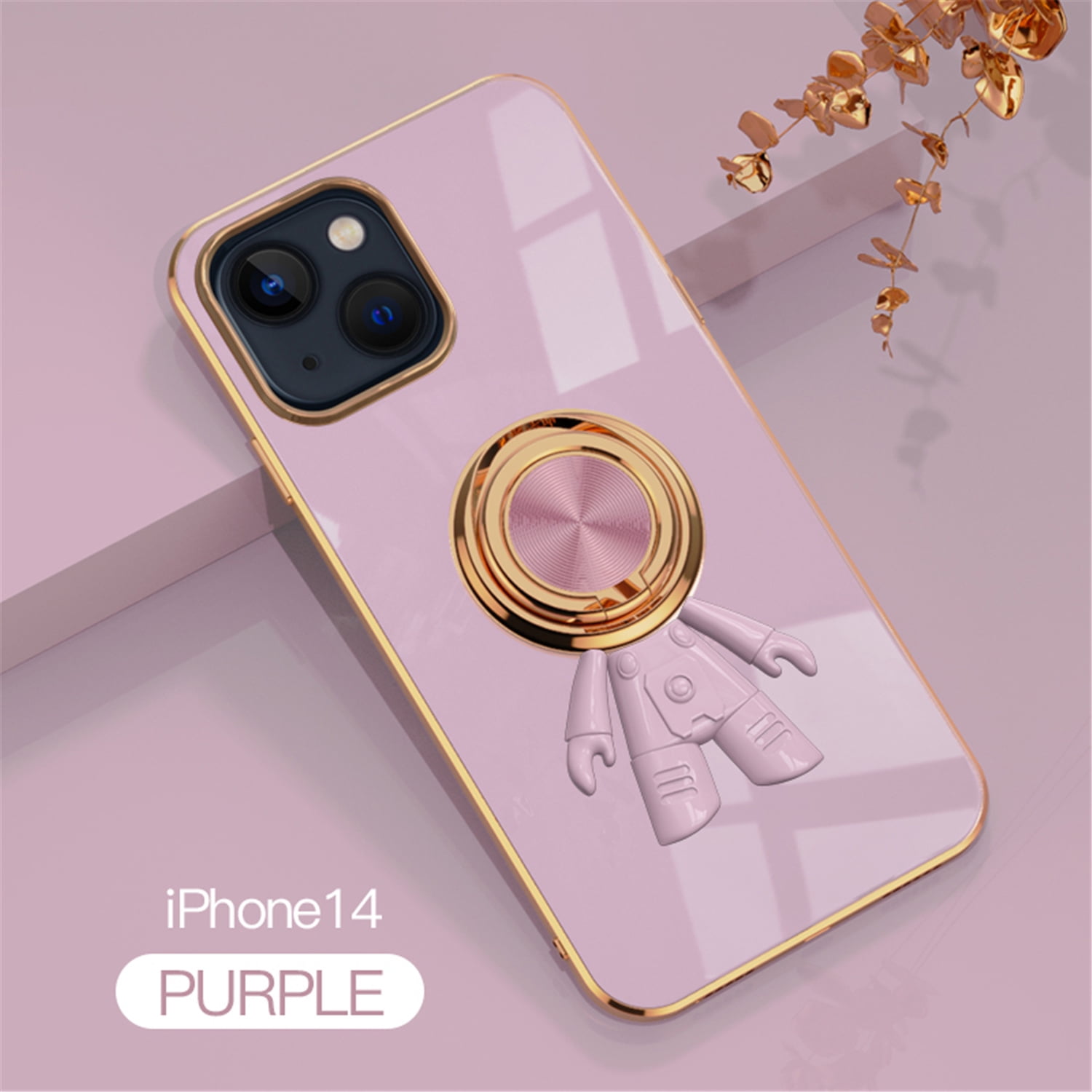 Luxury Plating Silicone Case with Ring Holder for iPhone