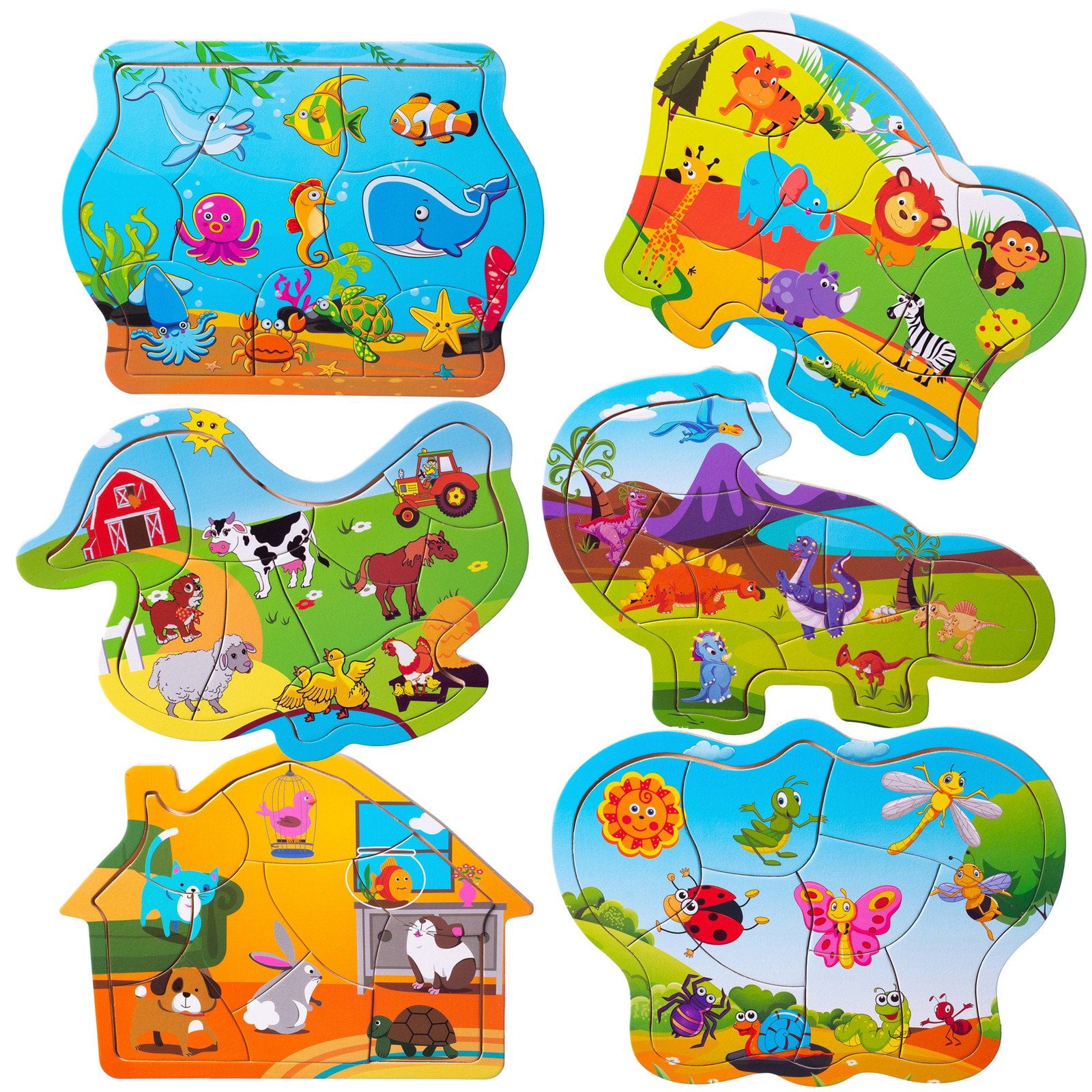 Eliiti Wooden Pets Animals Jigsaw Puzzle for Toddlers 2 to 4 Years Old Boy Girl 