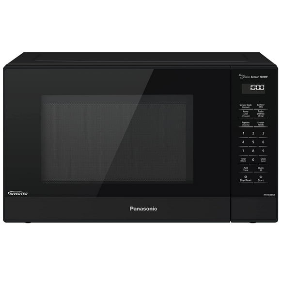 Panasonic NN-SN65KB Horno microondas con tecnología inversor 1200W, 1.2 pies cúbicos Small Genius Sensor One-Touch Cooking, botón de palomitas de maíz, Turbo Defrost-NN-SN65KB (negro)