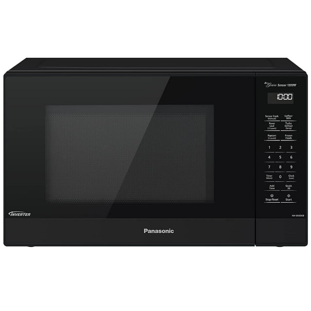 Panasonic NN-SN65KB Horno microondas con tecnología inversor 1200W, 1.2 pies cúbicos Small Genius Sensor One-Touch Cooking, botón de palomitas de maíz, Turbo Defrost-NN-SN65KB (negro)