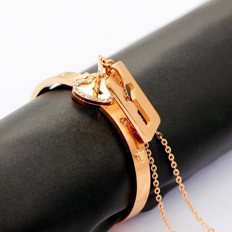 Love Cubic zirconia Leather Copper Black Gold Wrist band Bracelet