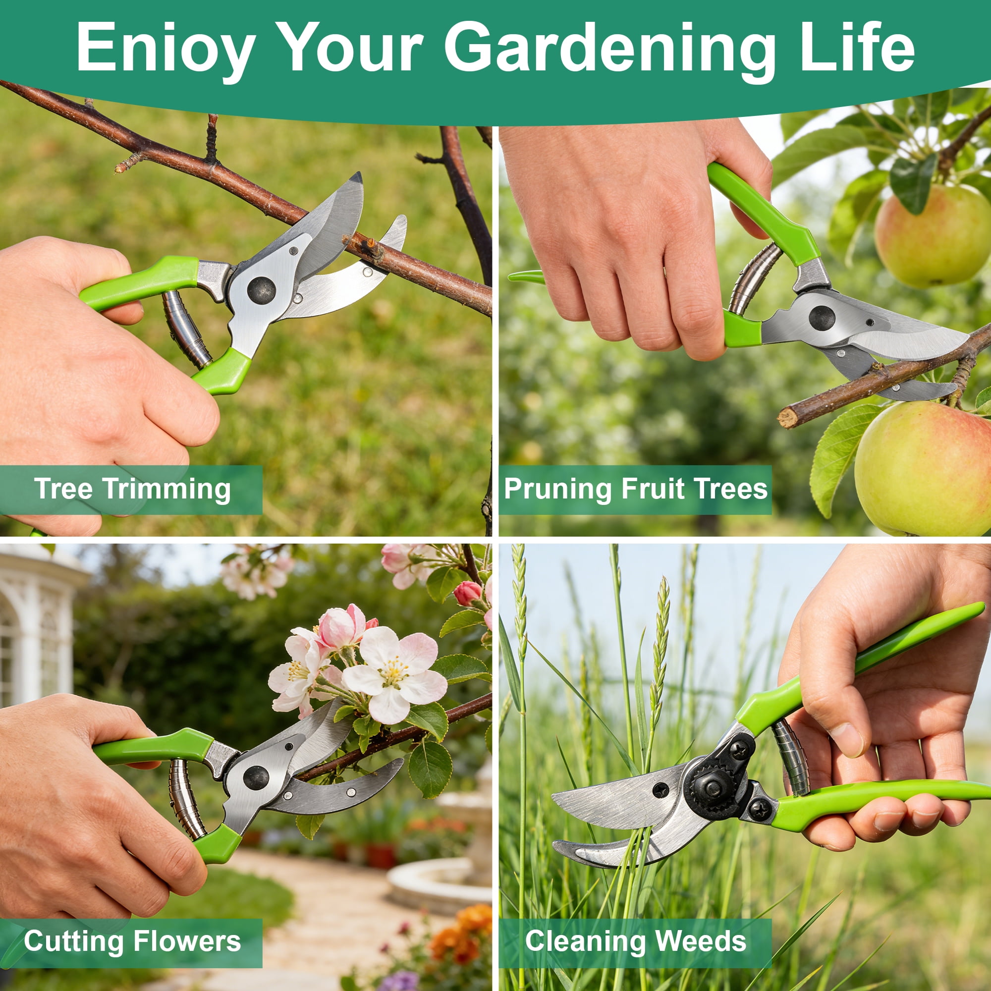 3PCS Loppers Shears Pruners Set, Professional Branch Cutter Tree Trimmer, Garden Shears for Yard, Lawn, Shrubs, Hedges, Outdoor Gardening