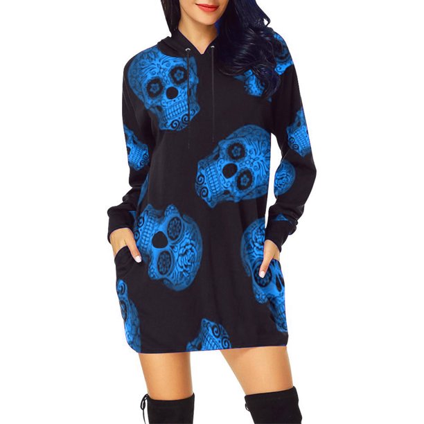 Moda Mujer O-cuello Manga larga Camiseta Estampado Blusa con capucha Bolsillos Tops Fridja ghj987+6190