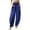 Blue, variant on Womens Solid Color Casual Pants Trousers Elastic Waist Pockets Wide Leg Trousers