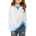 thumbnail image 2 of Otqutp Teen Girls Casual Crewneck Sweatshirts Kids Long Sleeve Oversized Fashion Pullover Tops Relaxed Fit Casual Tops 1-14 Years(1-Blue,2-3 Years), 2 of 4