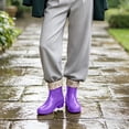 thumbnail image 5 of FRSASU Women's Ankle Rain Boots Floral Fleece Lined Waterproof Short Boots Non‑Slip PVC Garden Shoes Purple-B, 5 of 7