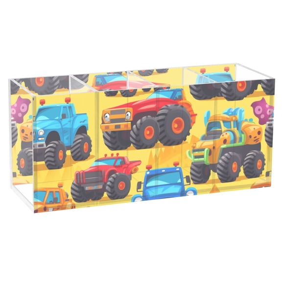 Trucks Desert Pencil Pen Cosmetic Holder Cup Makeup Brush Holder Desk Accessories Holder Acrylic Organizer for Office School Home