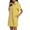 thumbnail image 3 of Aiyino Womens Linen Shirt Dress Summer Casual Short Sleeve Button Down Mini Dresses Beach Cover Up Shirts with Pockets, 3 of 9
