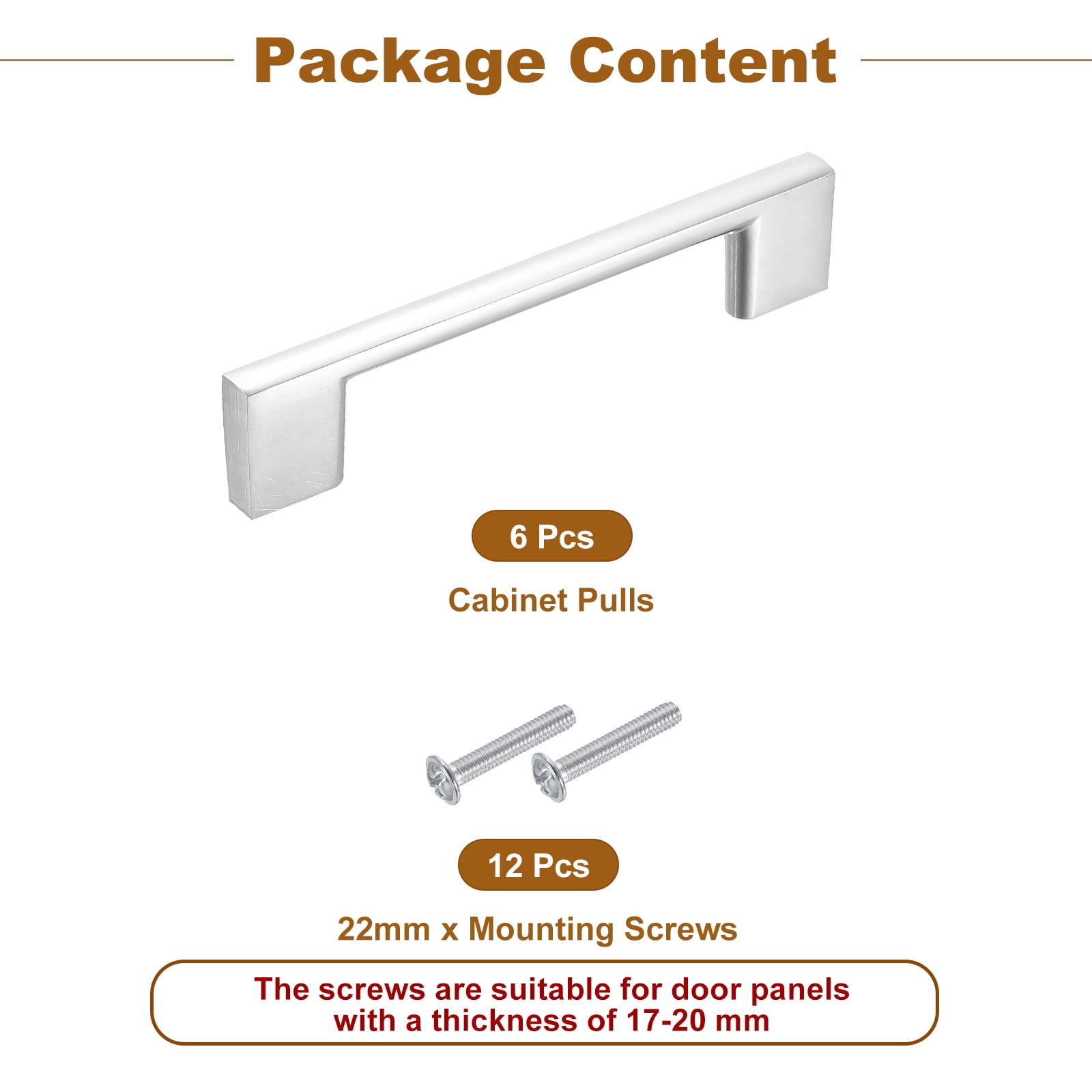 Drawer Pulls, 6Pcs 4" - Aluminum Alloy Kitchen Cabinet Handles, Rectangle Furniture Hardware Solid Handles for Wardrobe Cupboard (Chrome)