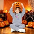 thumbnail image 6 of Girls Outfits Halloween Multi Tone Spooky Ghost Pant Set Pumpkin Farm Sightseeing Neighborhood Parade Toddler Pant Sweatsuit, 6 of 7