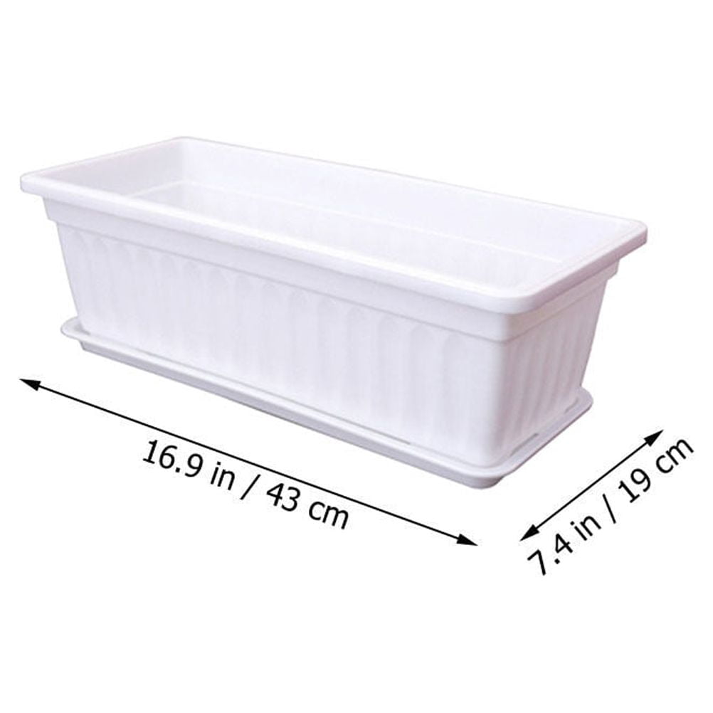 Zcyifa 2pcs Plastic Window Box Planter with Saucers for Indoor Outdoor Garden Balcony