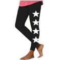 thumbnail image 2 of QATAINLAV Stars Print Workout Leggings for Women High Waisted Stretchy Bootcut Yoga Pants Casual Compression Tummy Control Athletic Tights Black M Mother's Day Gifts, 2 of 5