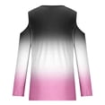 thumbnail image 4 of Scyoekwg Tops for Women Trendy Fall Shirts Loose Dressy Casual Comfy Clothes for Women Gradient Color Graphic Tee V-Neck Off Shoulder Tops Long Sleeve Pullover Tops (Pink,XXL), 4 of 5