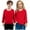 Red, variant on Lopecy-Sta Kids Essential Crew Neck Long Sleeve Top, Soft Breathable Cotton Blend Plain Design, Comfortable Standard Fit Autumn Winter Daily Wear for Toddler Playtime