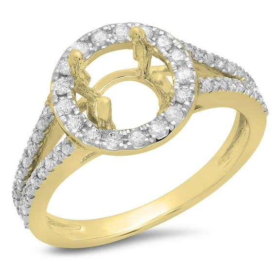 Dazzlingrock Collection 0.40 Carat (ctw) 14K White Diamond Ladies Bridal Halo Semi Mount Engagement Ring, Yellow Gold, Size 7