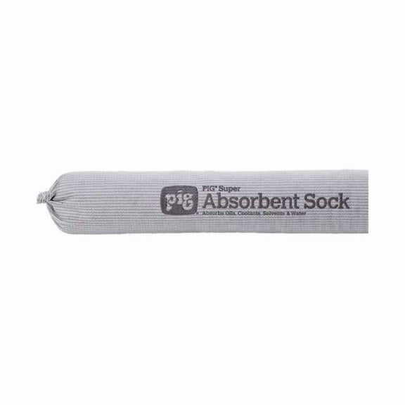 Pig Sorbent Sock, 17 gal, 2 1/4 in x 42 in, Universal, Gray, 35 PK PIG212