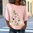 thumbnail image 4 of Favoffer Women's Printed Round Neck 3/4 Sleeve Blouses Loose Casual Tops Breathable Pullover Shirts for Spring Summer Daily Travel, 4 of 6