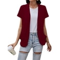 thumbnail image 3 of Langwyqu Open Front Drape Sweater Tops Short Sleeve Knit Light Cardigan, 3 of 5