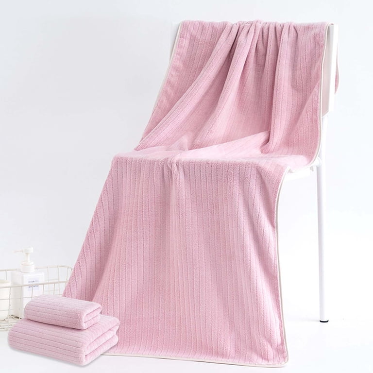 AZXY 2-Piece Pink Microfiber Towel Set - Includes 1 Bath Towel & 1