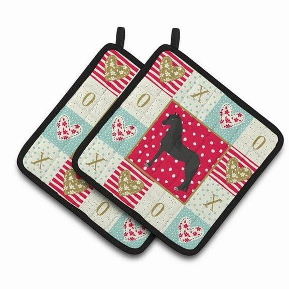 Carolines Treasures CK5342PTHD Friesian Horse Love Pair of Pot Holders, 7.5HX7.5W, multicolor