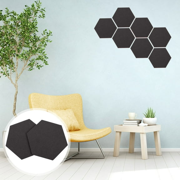 MRLESS Hexagon Felt Cork Board Tiles, Self Adhesive Bulletin Board, 12pcs (Black)