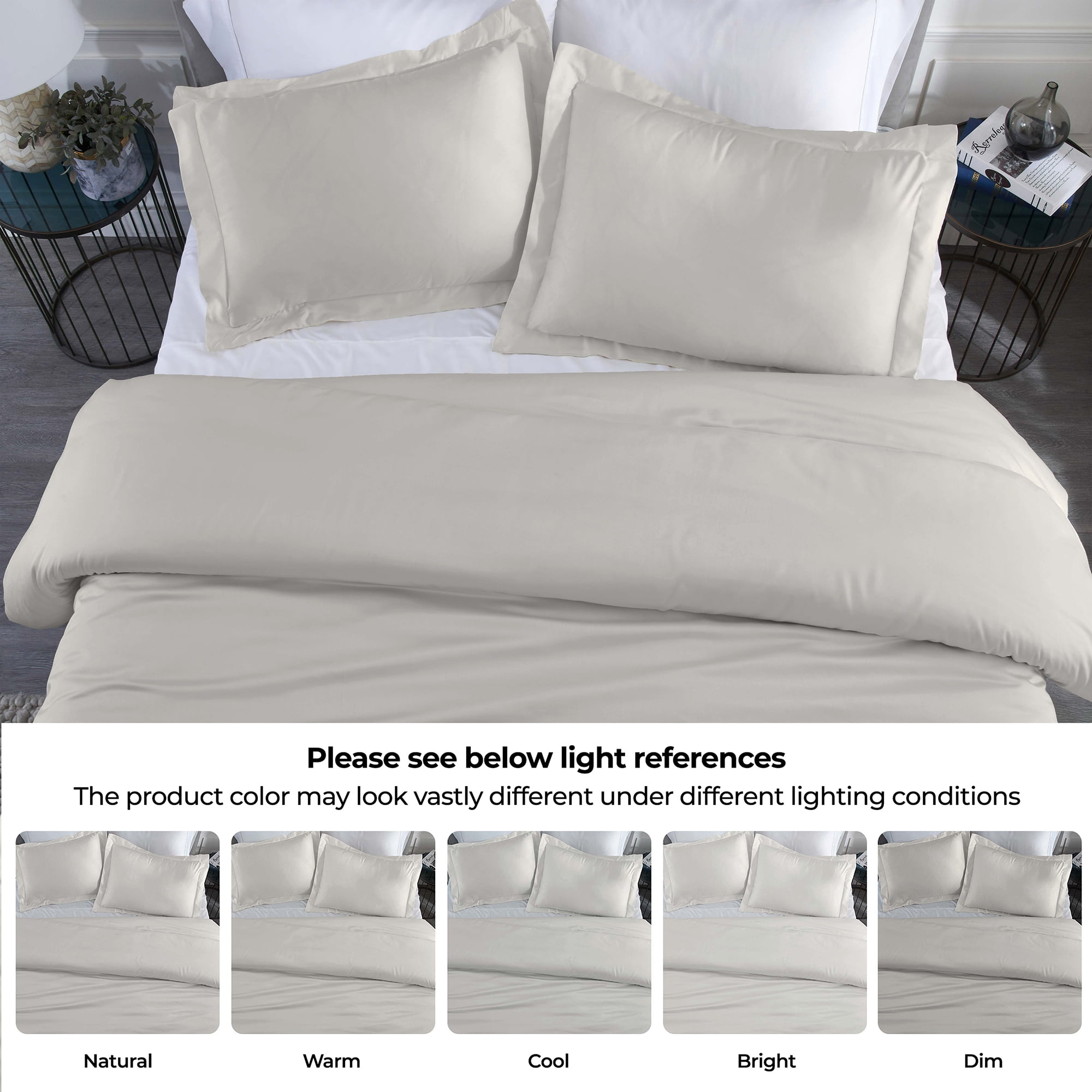 Superior Modal From Beechwood 400TC Grey Duvet Cover Set, Full/ Queen