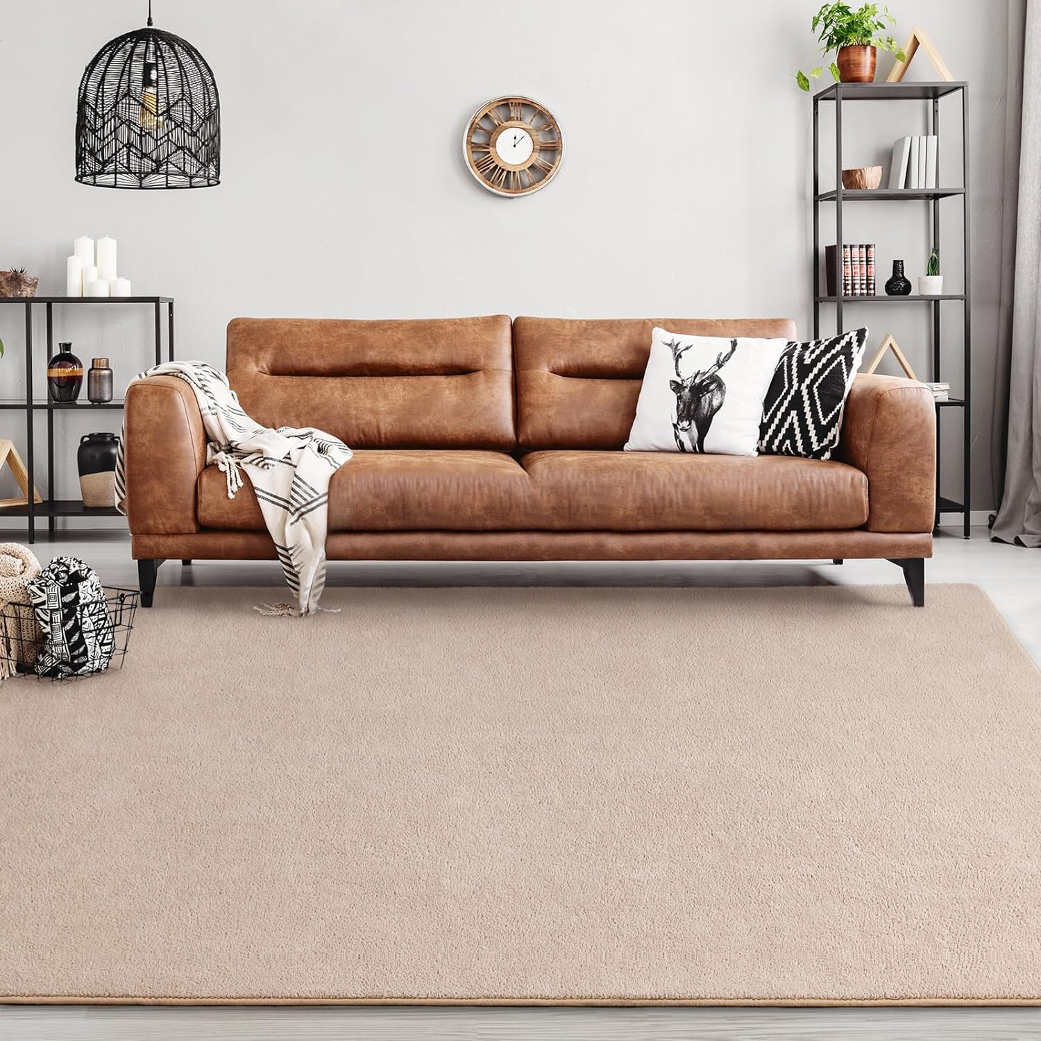 Noahas Soft Low Pile Rug Modern Area Rugs for Bedroom Living Room,Suitable for Boys Girls Teenagers and Adults with Super Soft Touch , Beige , 6' x 9'