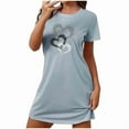 thumbnail image 5 of Sakmal Blue Moomoo Sleepwear for Women Cute Love Short Sleepwear Heart Print Short Sleeve Nightgowns for Women, 5 of 5