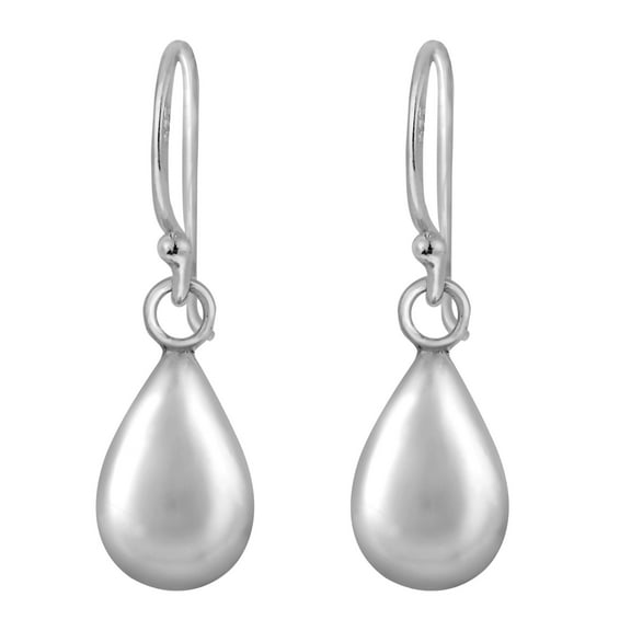 AeraVida Simply Chic Shiny Dew Drop Sterling Silver Dangle Earrings