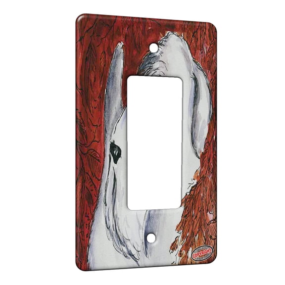 KuzmarK™ 1 Gang Rocker Wall Plate - Sealyham Terrier with Autumn Leaves Dog Art by Denise Every