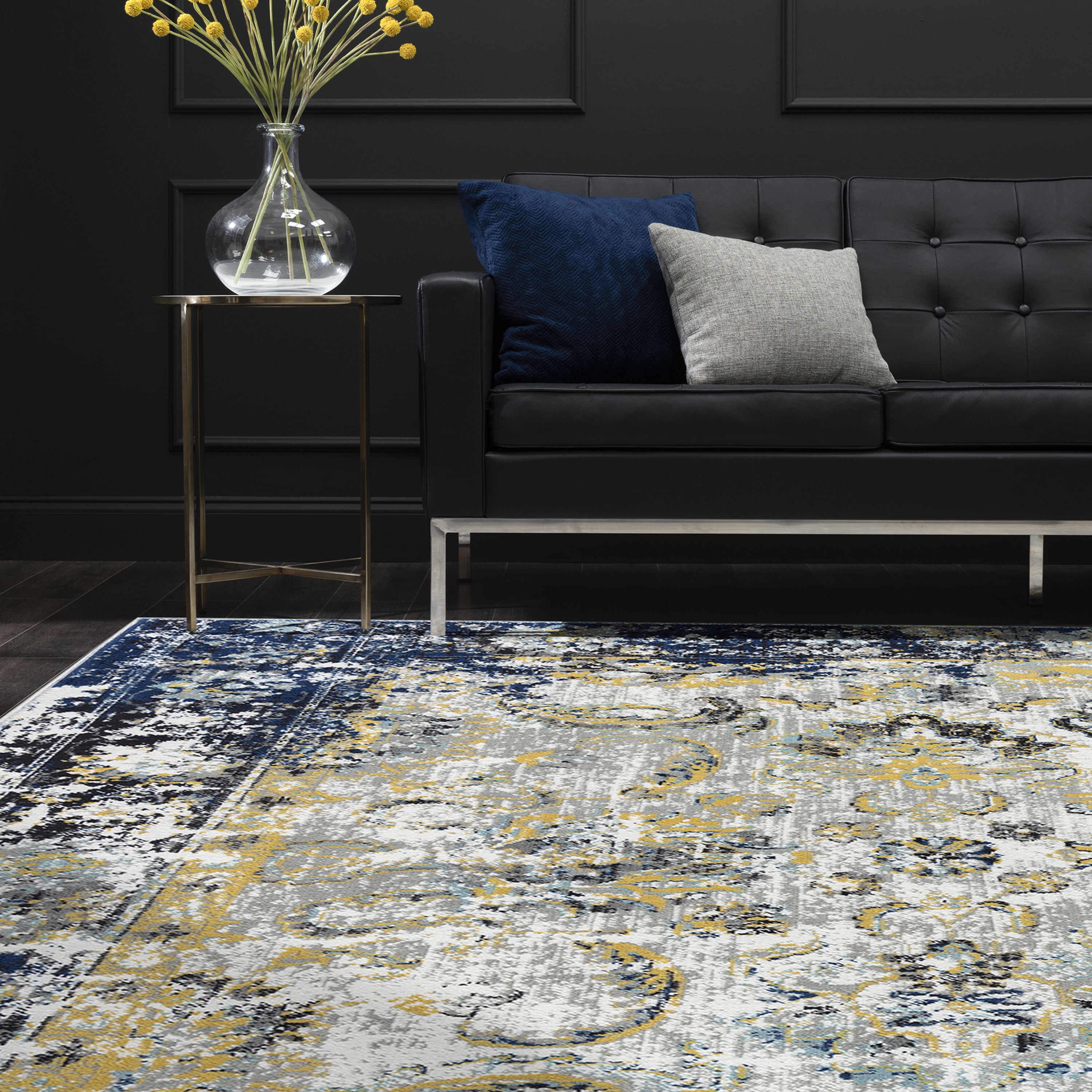 Traditional 5x8 Area Rug (5'3'' x 7'3'') Oriental Ivory, Blue Living Room Easy to Clean