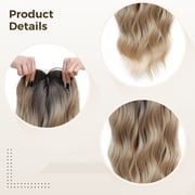 22 Inch Gradient Deep Golden Wavy Hair Topper for Women, Synthetic Heat-Resistant Fiber, Realistic Lace Scalp, Secure Fit with Anti-Slip Clips