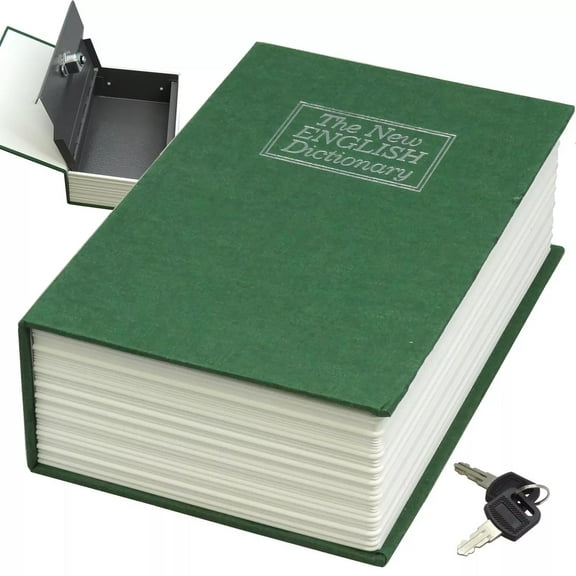 Dictionary Diversion Book Safe w/ Key Lock ~ Metal ~ Green (Medium)
